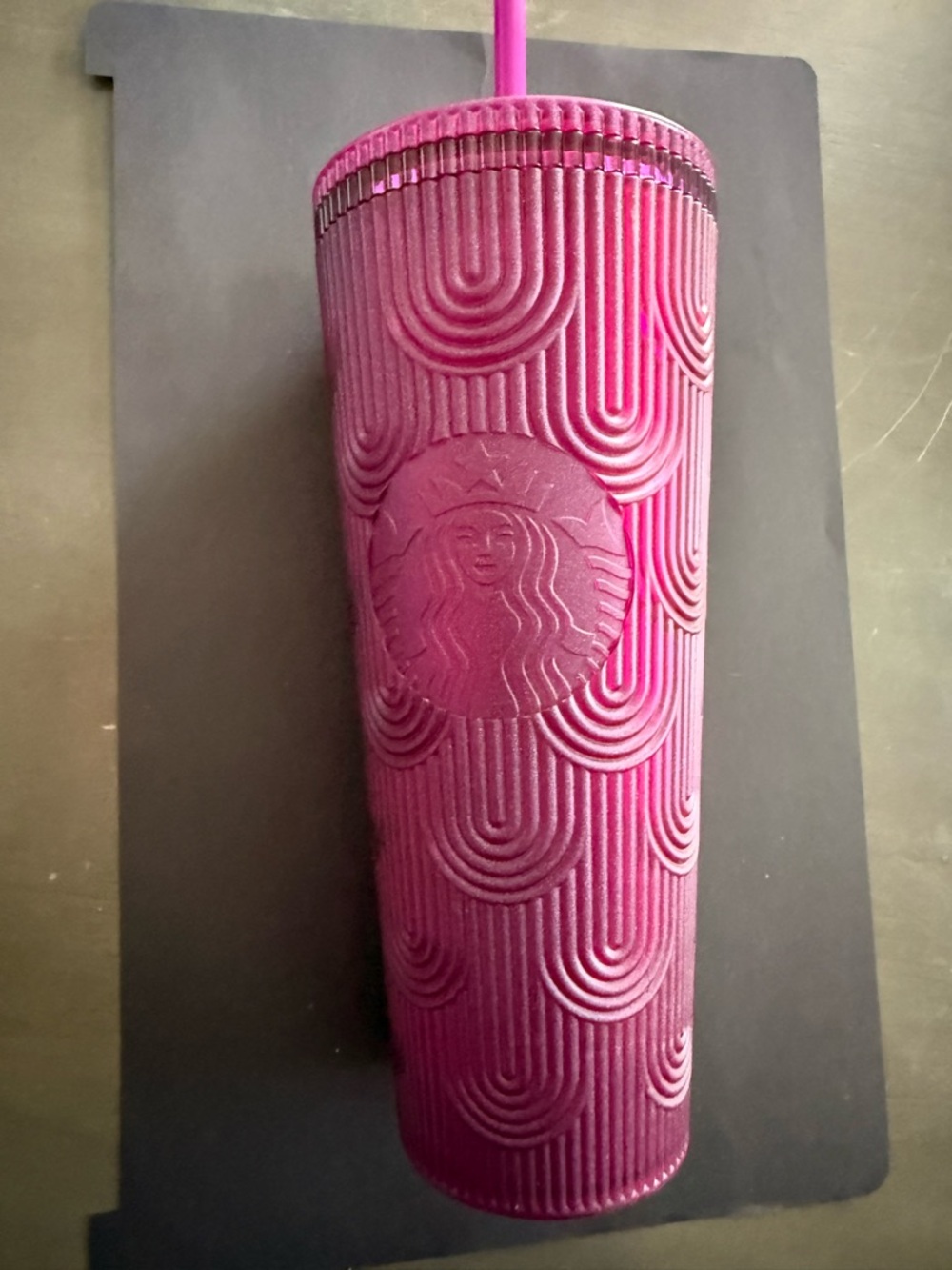 Starbucks Textured Ombre Pink Tumbler with Straw